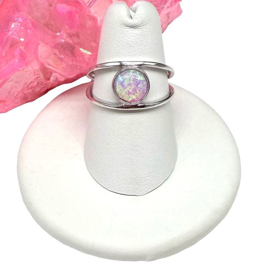 Pink Fire Opal Ring Solid 925 Sterling Silver Size 5